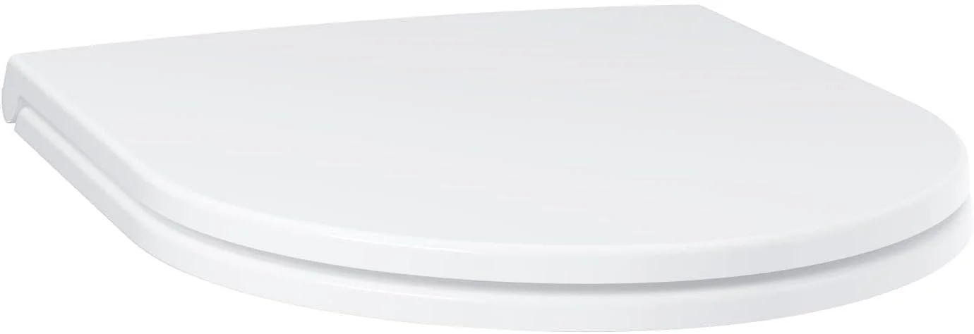 نشیمن توالت فرنگی باریک GROHE BAU Ceramic به همراه درب و ست اتصالات (Duroplast، بسته شدن نرم، عملکرد رهاسازی سریع، جداشدنی، نصب آسان از بالا، ظرفیت تحمل وزن 150 کیلوگرم)، سفید، 39913001