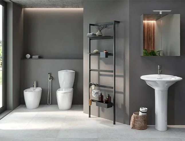 توالت فرنگی متصل RAK Ceramics مدل Rak-Venice، خروجی S، طول 72 سانتی متر | ست توالت، سفید آلپاین (VN03AWHA-SET)