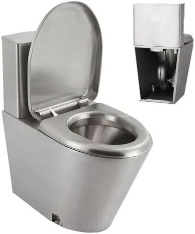 توالت استیل ضد زنگ 304، توالت خانگی، توالت یک تکه با صرفه جویی در مصرف آب، ضد یخ و ضد ترک، مناسب برای بیمارستان ها، تخلیه از کف