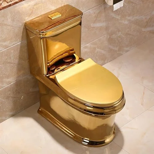 توالت فرنگی یک تکه سوپر گلدن، سیفون دار بی صدا و خلاقانه برای حمام منزل و هتل