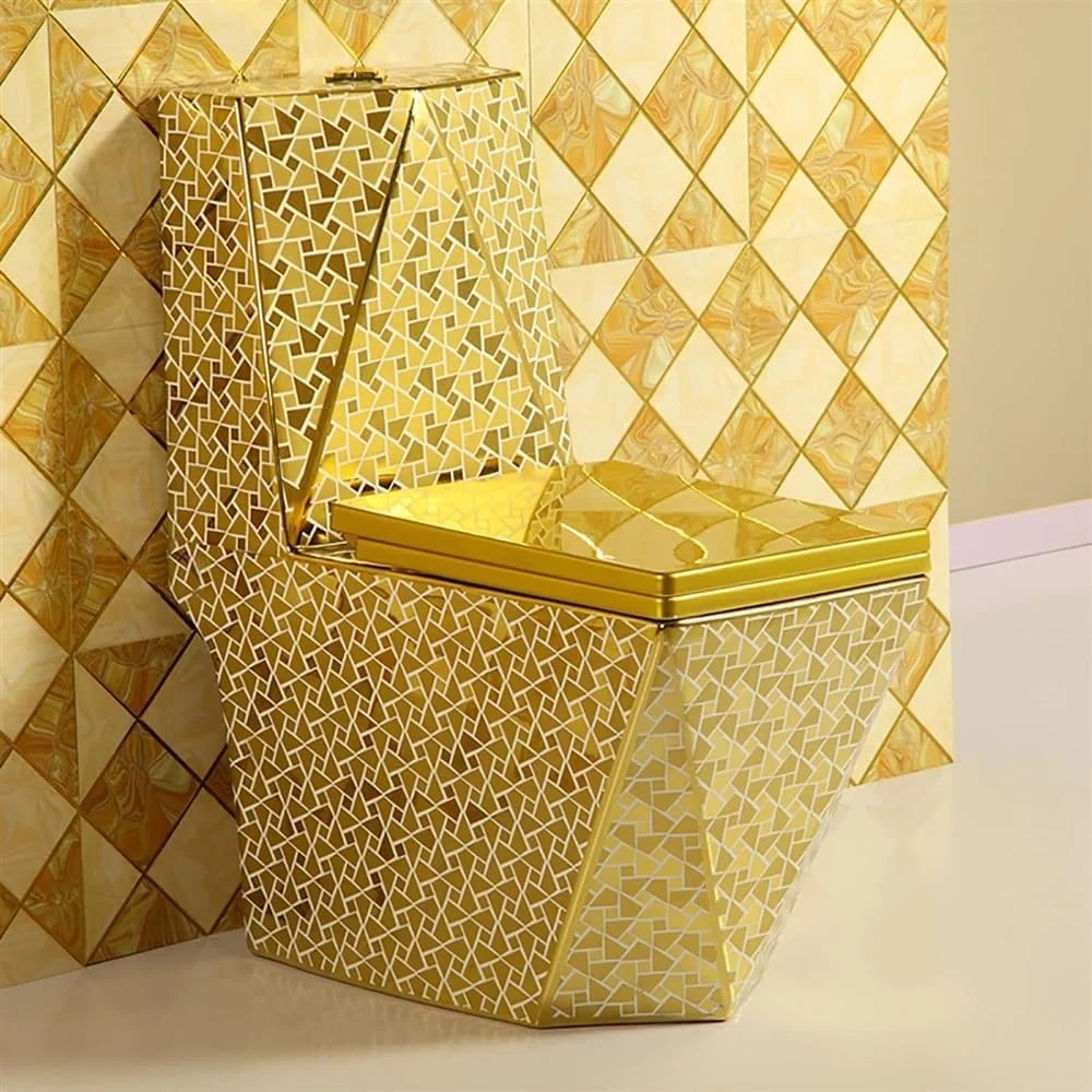 توالت فرنگی یک تکه الماسی شکل، توالت سرامیکی سیفونیک با فلاش دوگانه مدرن و بی صدا، ارتفاع استاندارد برای حمام هتل منزل، A-400mm