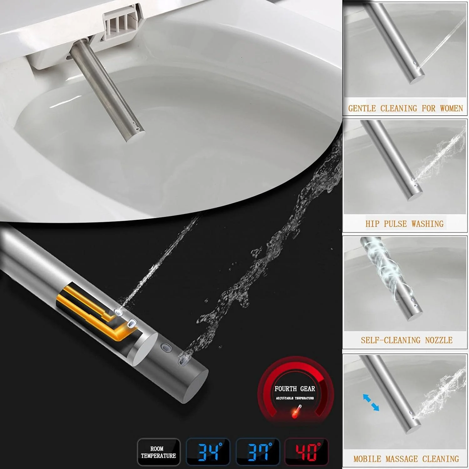 توالت فرنگی یک تکه کِنونو، توالت بلند - توالت دامن دار بهداشتی با صفحه نمایش ال سی دی، سیستم صرفه جویی در انرژی خودکار برای حمام، توالت هوشمند یک تکه بلند، بیده پیشرفته با درب آرام بند