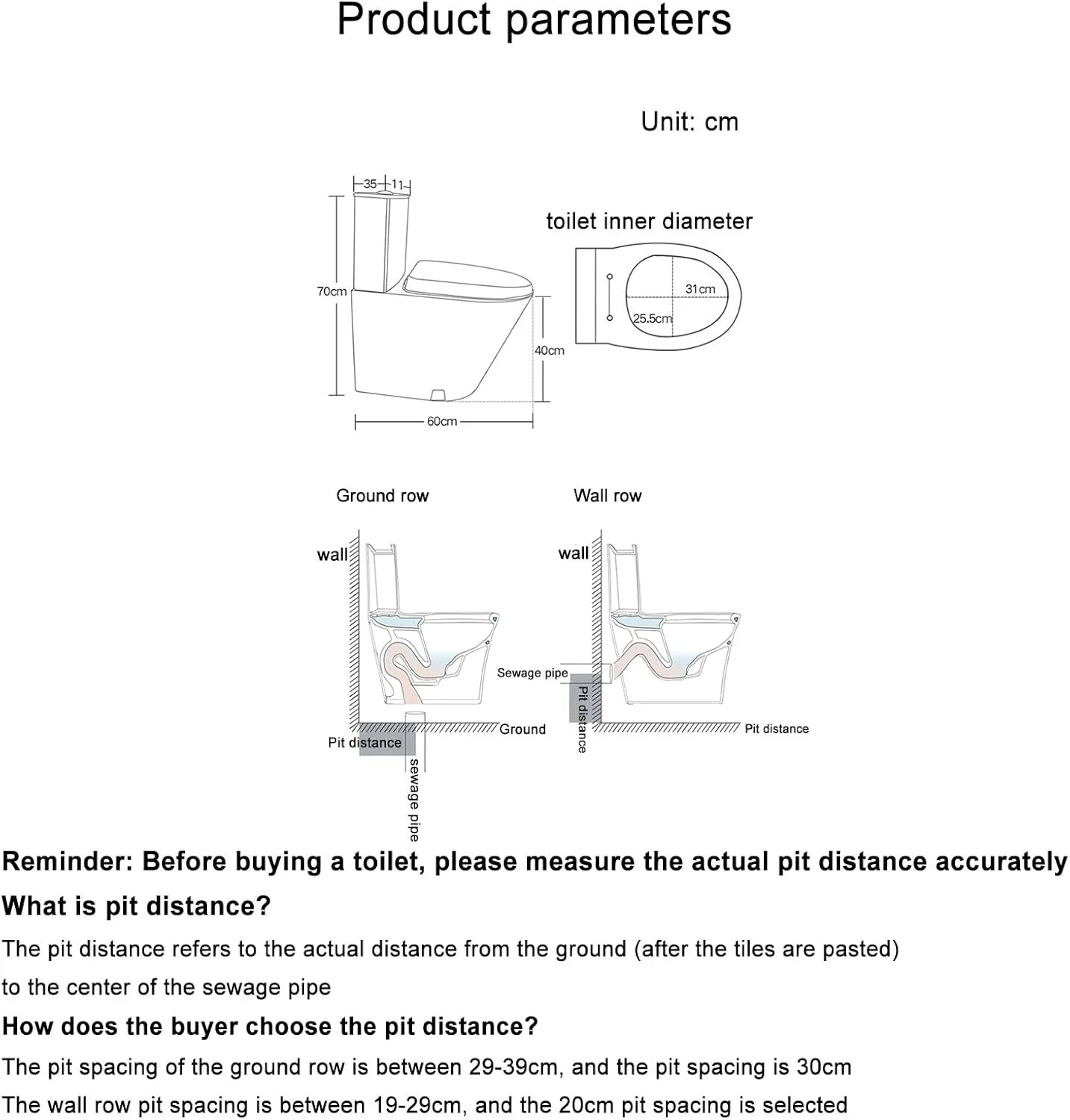 توالت تجاری استیل ضد زنگ با فلاش دوگانه، توالت یک تکه کشیده با راندمان بالا و صرفه جویی در آب، کاسه توالت با درب آرام بند و راحت، نوع تخلیه دیواری - نوع A