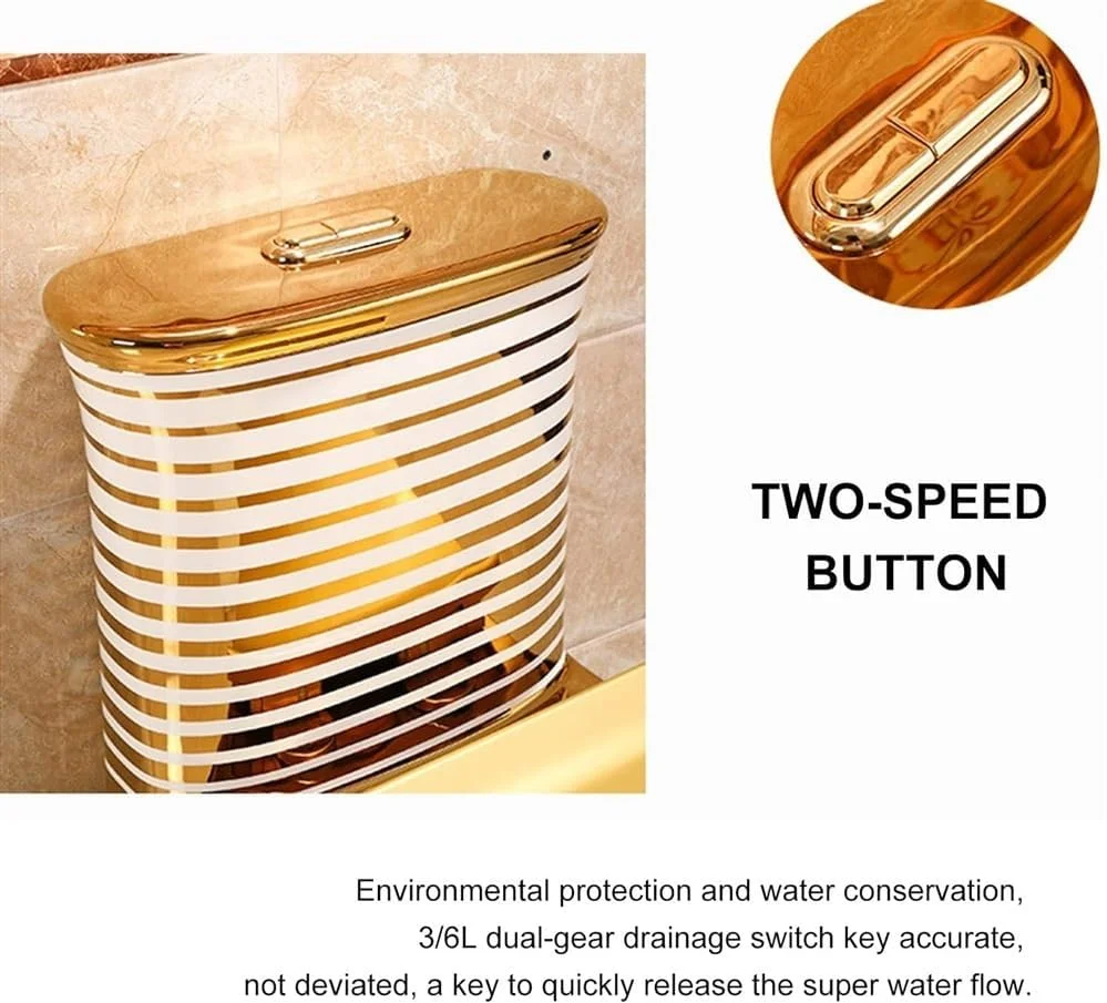 توالت طلایی، توالت های فوق العاده برای سرویس بهداشتی، توالت سرامیکی خلاقانه یک تکه با صندلی راحت، 400 میلی متر - 72x78x41 سانتی متر