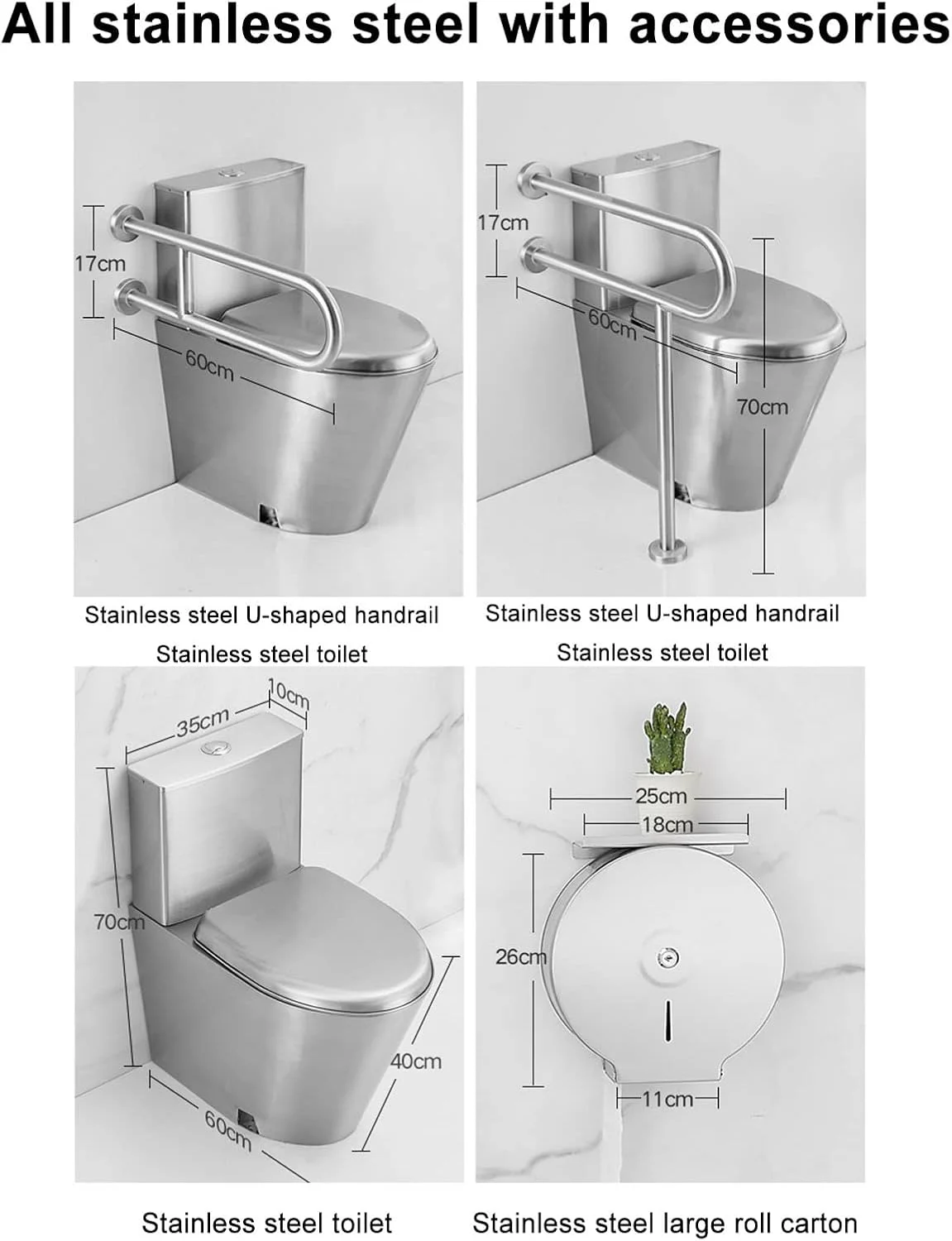 توالت تجاری استیل ضد زنگ با فلاش دوگانه، توالت یک تکه کشیده با راندمان بالا و صرفه جویی در آب، کاسه توالت با درب آرام بند و راحت، نوع تخلیه دیواری - نوع A