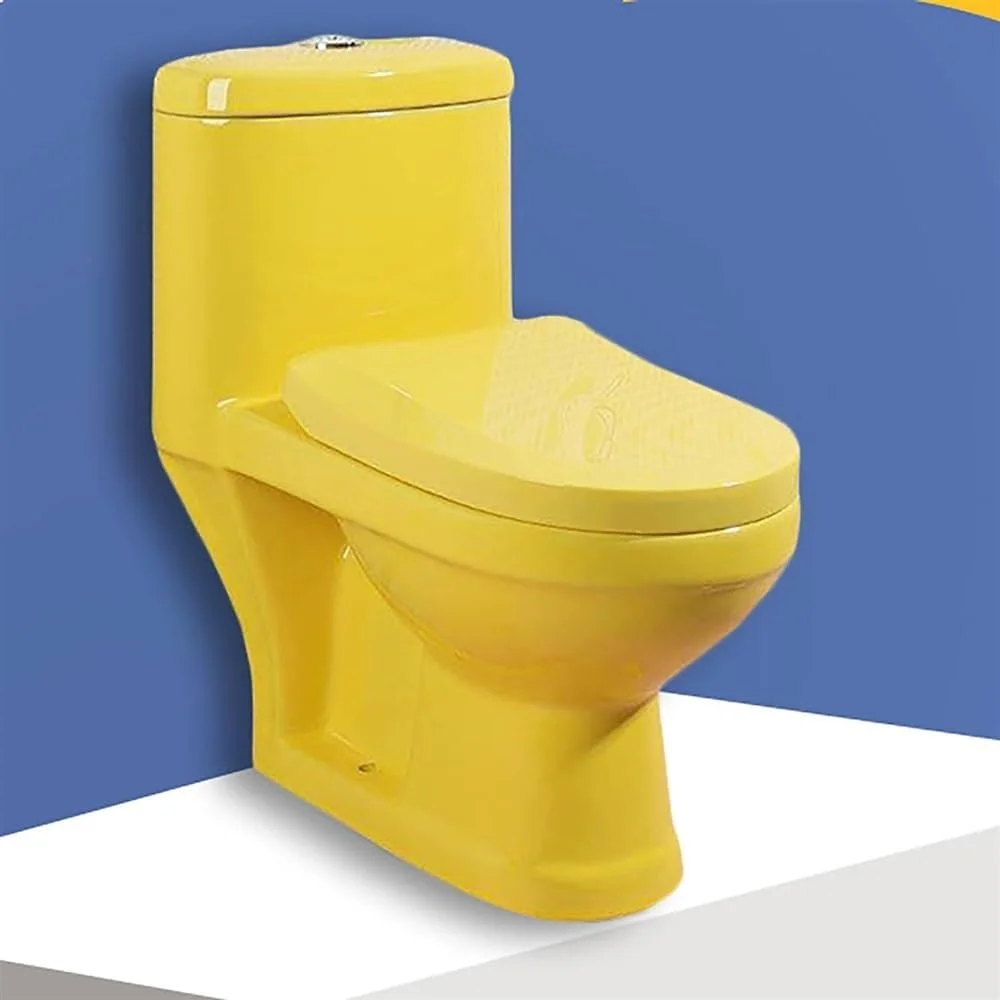 توالت کودکانه بی صدا، توالت فوق هوشمند، توالت بیده سرامیکی خلاقانه، توالت یک تکه با فلاش دوگانه، توالت سیفونی مدرن برای مهد کودک، زرد-500x290x530mm