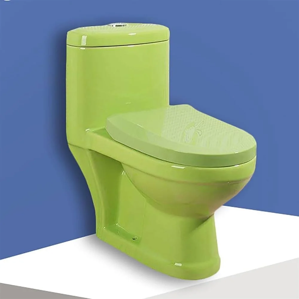 توالت کودکانه بی صدا فوق هوشمند، توالت بیده سرامیکی خلاقانه، توالت یک تکه با فلاش دوگانه، توالت سیفونی مدرن برای مهد کودک، سبز-500x290x530mm