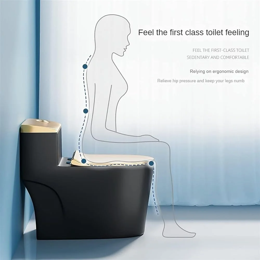 توالت بی صدای خلاقانه برای خانه، سرامیکی، فوق العاده سیفونیک، توالت یک تکه با فلاش دوگانه برای حمام هتل، 300 میلی متر - 780x450x680 میلی متر