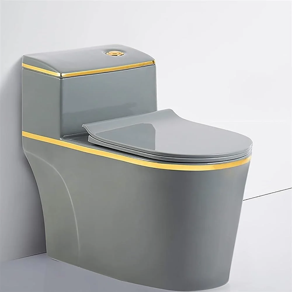 توالت سرامیکی خاکستری، توالت سوپر سایفونیک، توالت یک تکه دو زمانه برای حمام هتل خانه توالت خلاقانه بی صدا، B-720x390x630mm