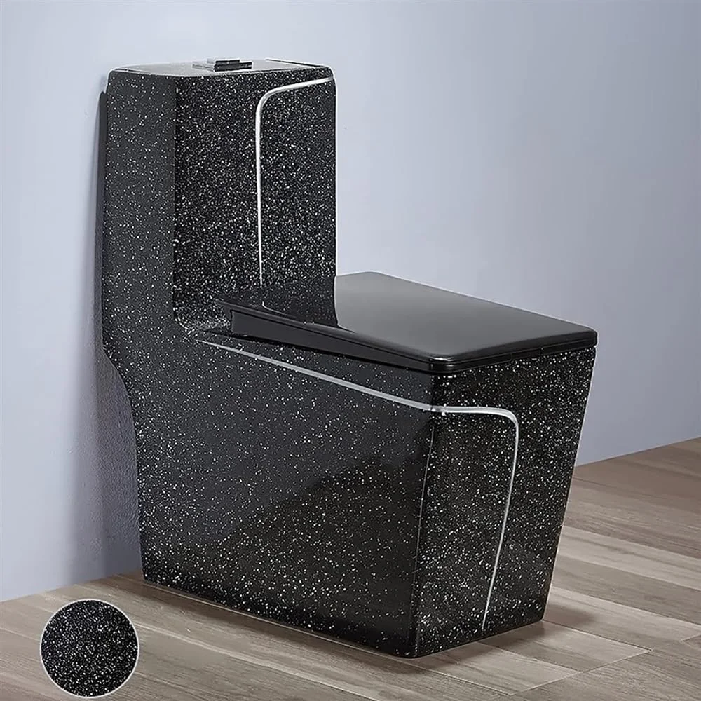 توالت سرامیکی مشکی خلاقانه، توالت سوپر سایفونیک، توالت یک تکه دو زمانه بی صدا برای حمام هتل منزل، E-750x370x695mm