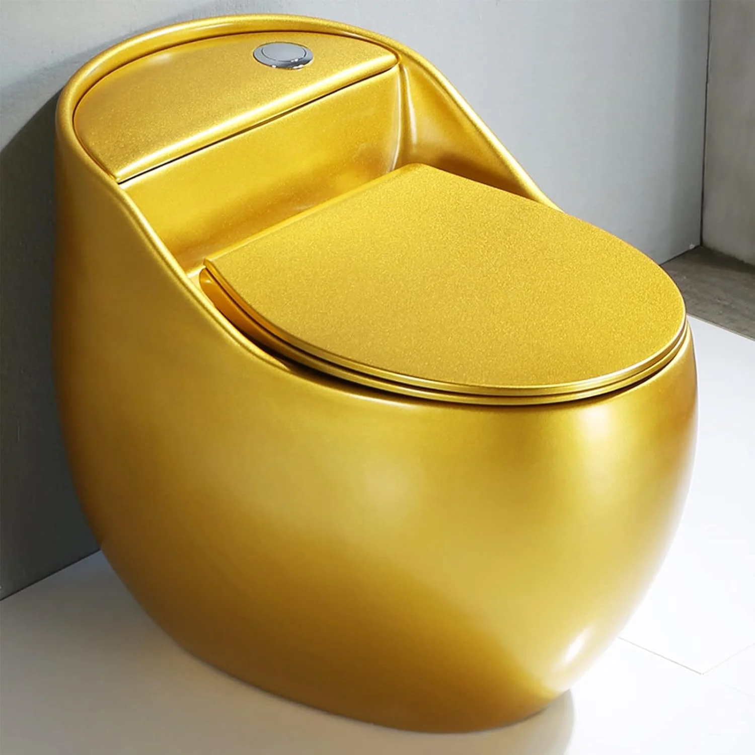 توالت سرامیکی طلایی، توالت یک تکه، توالت فرنگی برای حمام، توالت دو زمانه (300 میلی متر 66x55x43 سانتی متر)