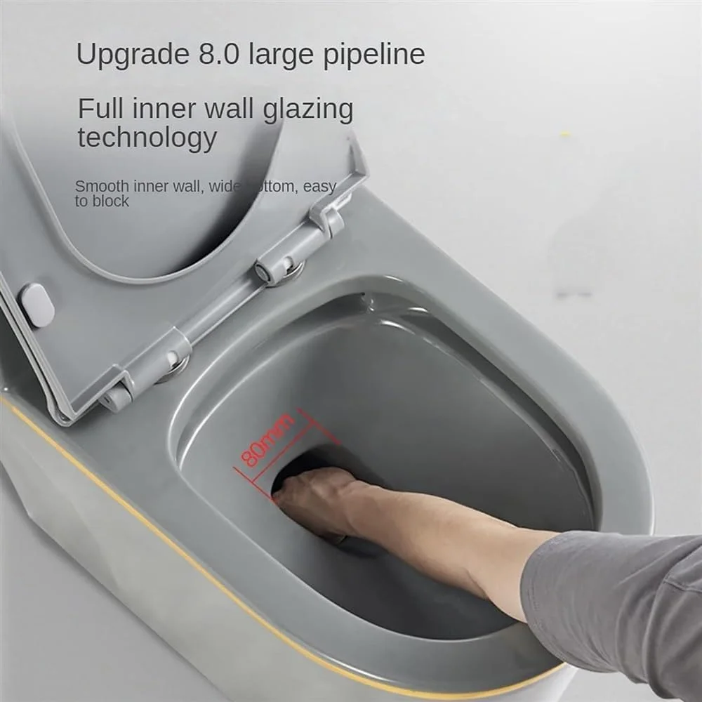 توالت سرامیکی خاکستری، توالت سوپر سایفونیک، توالت یک تکه دو زمانه برای حمام هتل خانه توالت خلاقانه بی صدا، B-720x390x630mm