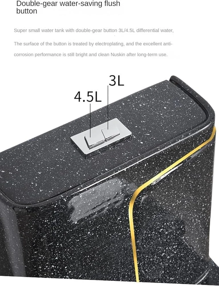 توالت سرامیکی مشکی خلاقانه، توالت سوپر سایفونیک، توالت یک تکه دو زمانه بی صدا برای حمام هتل منزل، E-750x370x695mm