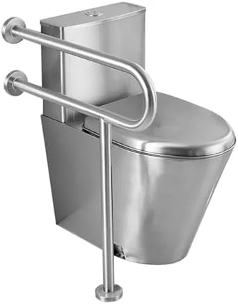 توالت استیل 304، توالت تجاری استیل با فلاش دوگانه، توالت یک تکه با راندمان بالا و صرفه جویی در آب، صندلی راحت، تخلیه دیواری-D