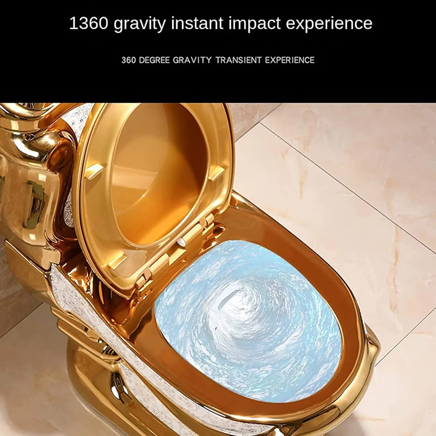 توالت فرنگی هوشمند طلایی، توالت فرنگی یک تکه، فلاش دوگانه اتوماتیک، توالت های بی صدا با بسته شدن نرم برای حمام هتل ها 305mm-675x820x340mm (305mm 675x820x340mm) (305mm 675x820x340mm)