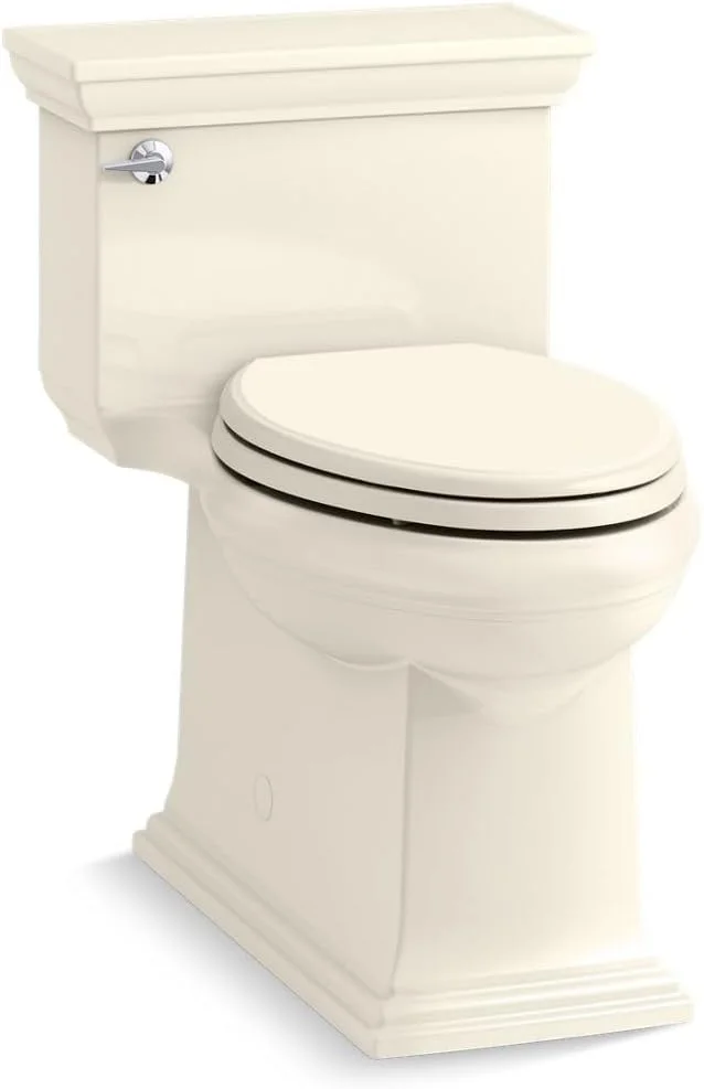 KOHLER K-6428-96 Memoirs Stately Comfort Height Skirted One-Piece Compact Elongated 1.28 GPF Toilet with AquaPiston Flush Technology and Left-Hand Trip Lever, Biscuit