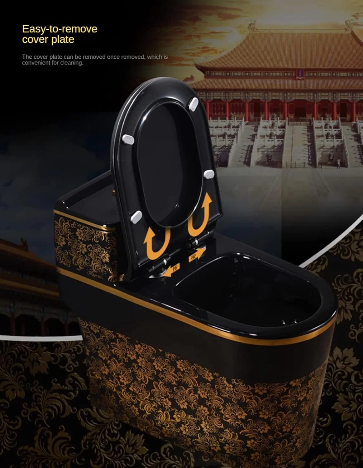 توالت سرامیکی سیفونیک، توالت یک تکه دو زمانه فلاش برای حمام هتل، توالت هوشمند بی صدا با ارتفاع راحت B-720x390x630mm (A 720x390x630mm) (A 720x390x630mm)