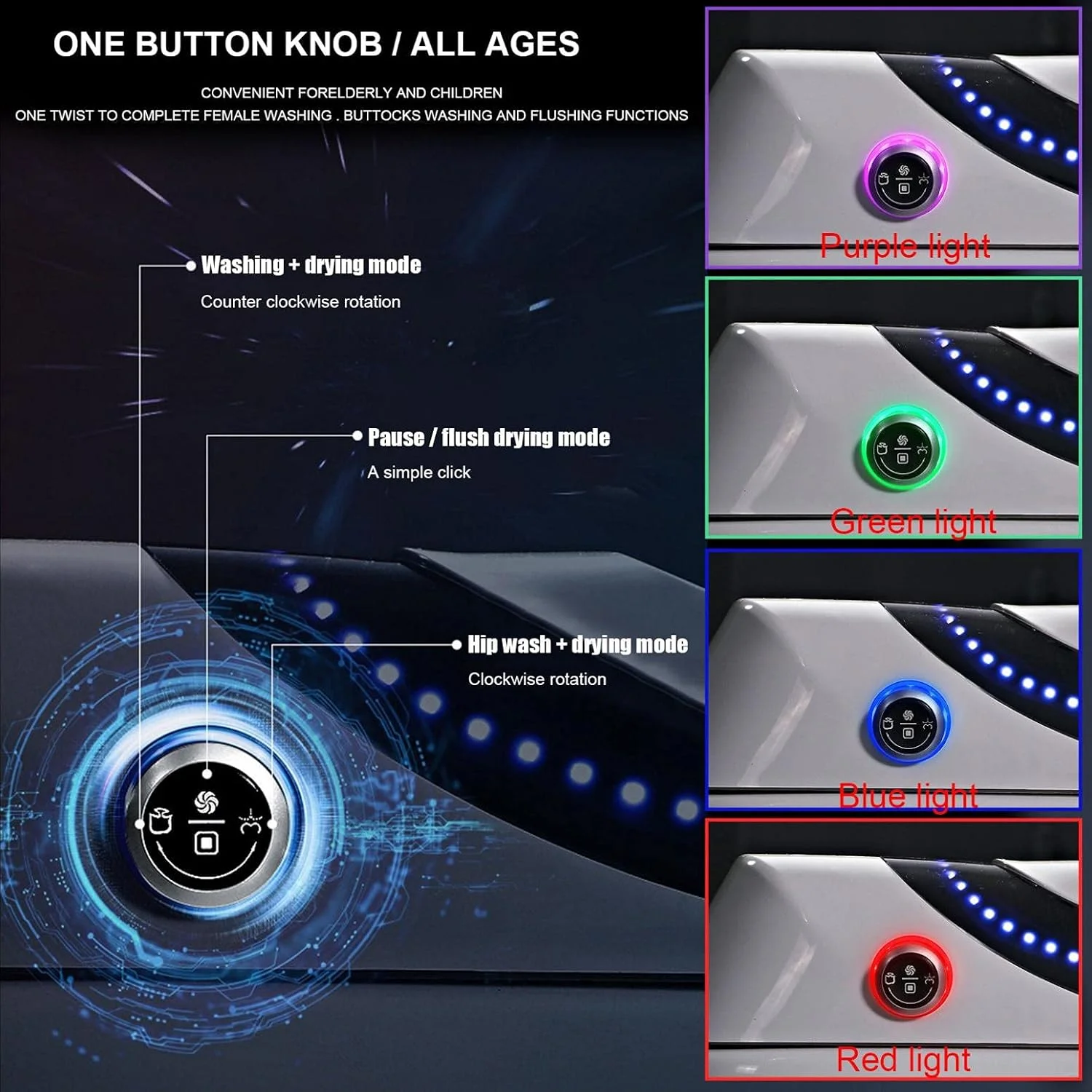 توالت فرنگی کنونو - بهداشت و آسایش، صفحه نمایش ال سی دی، خشک کن هوای گرم برای حمام، توالت هوشمند یک تکه بیضی شکل پیشرفته با بیده و درب آرام بند