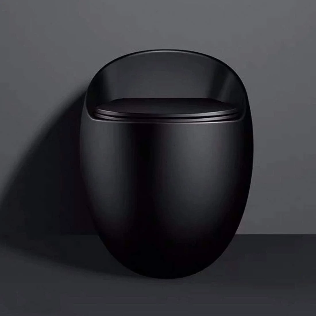 توالت سرامیکی گرد سفید FHHY - توالت فرنگی یک تکه (مشکی)