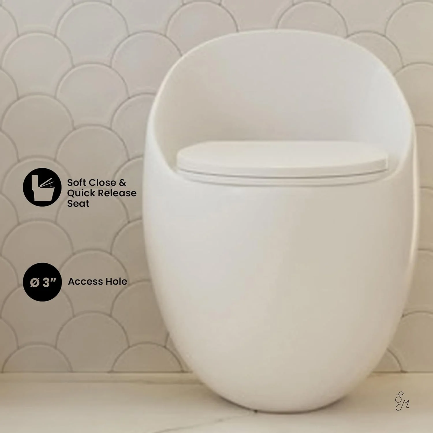 توالت یکپارچه کشیده Plaisir II با فلاش از بالا، ۱.۲۸ گالن در هر فلاش