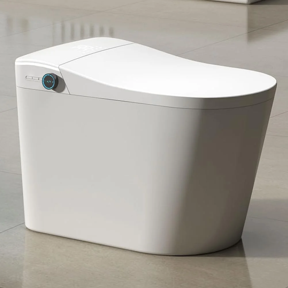 توالت هوشمند BONSAM با درب باز/بسته شدن خودکار و سپر فوم، توالت مدرن یک تکه بدون مخزن با بیده داخلی، صندلی گرم شونده، آب گرم، خشک کن هوای گرم، عملکرد سنسور پا. سفید توالت هوشمند BONSAM با درب باز/بسته شدن خودکار و سپر فوم، توالت مدرن یک تکه بدون مخزن با بیده داخلی، صندلی گرم شونده، آب گرم، خشک کن هوای گرم، عملکرد سنسور پا. سفید