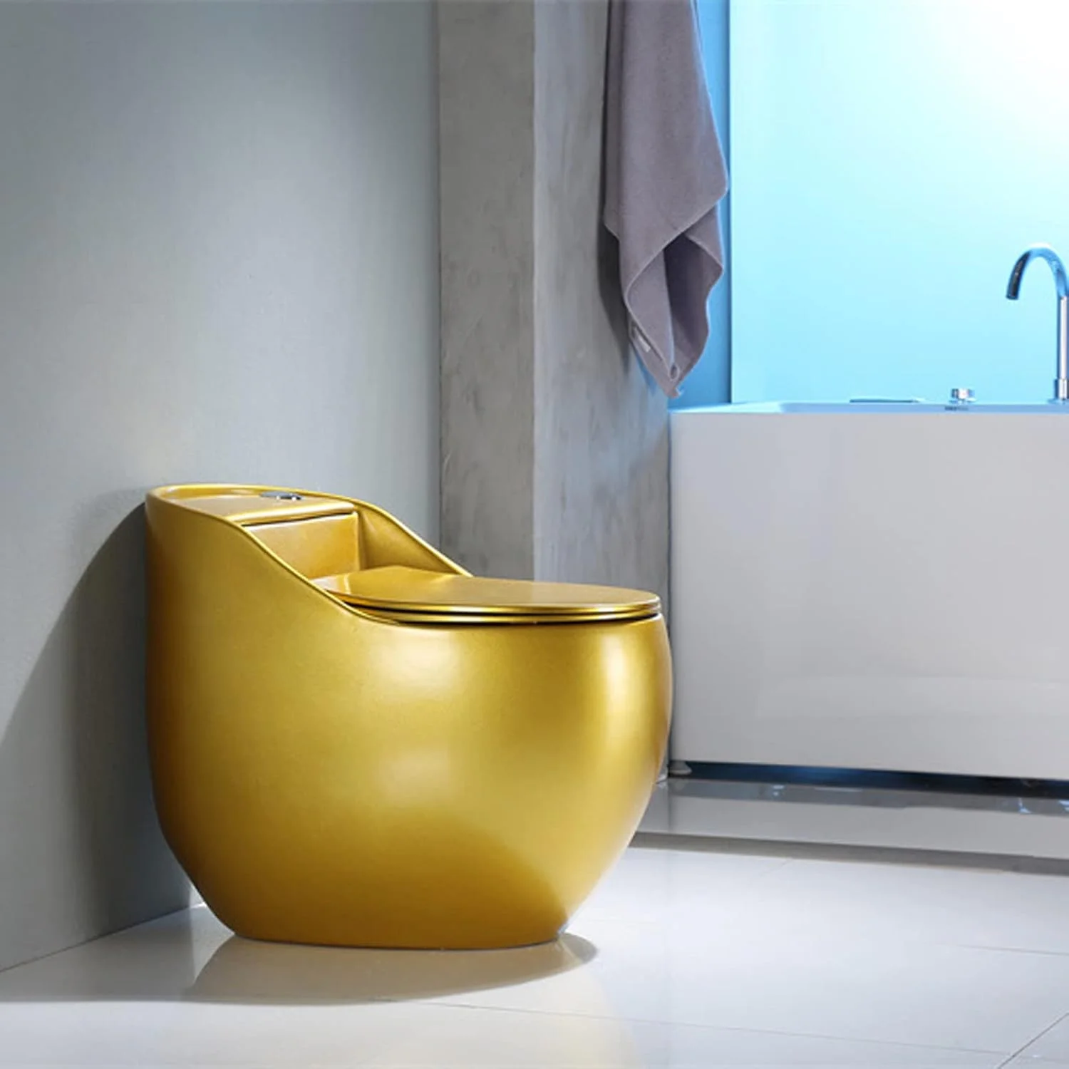 توالت تخم مرغی طلایی لوکس HIONRE، توالت یک تکه با طراحی خلاقانه و خاص، با ارتفاع نشیمن راحت و عملکرد جت سوپر اسپین سایفون، مناسب برای فضاهای کوچک منزل، 400 میلی متر توالت تخم مرغی طلایی لوکس HIONRE، توالت یک تکه با طراحی خلاقانه و خاص، با ارتفاع نشیمن راحت و عملکرد جت سوپر اسپین سایفون، مناسب برای فضاهای کوچک منزل، 400 میلی متر