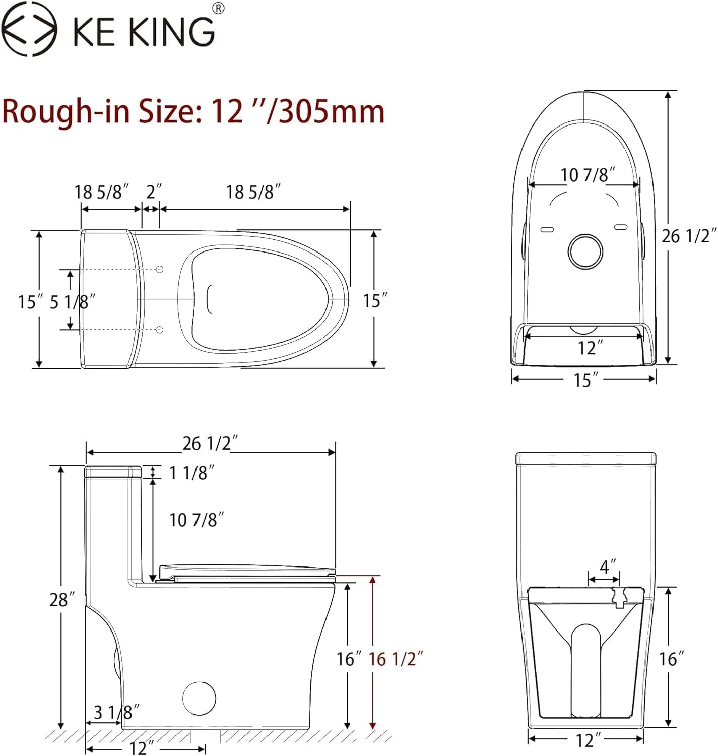 توالت فرنگی یک تکه با سیفون قدرتمند، توالت فرنگی فشرده با فلاش جانبی کشیده 1.28 GPF، کاسه توالت سفید با طراحی شیک، امتیاز MAP 1000 گرم، کیفیت تایید شده توالت فرنگی یک تکه با سیفون قدرتمند، توالت فرنگی فشرده با فلاش جانبی کشیده 1.28 GPF، کاسه توالت سفید با طراحی شیک، امتیاز MAP 1000 گرم، کیفیت تایید شده