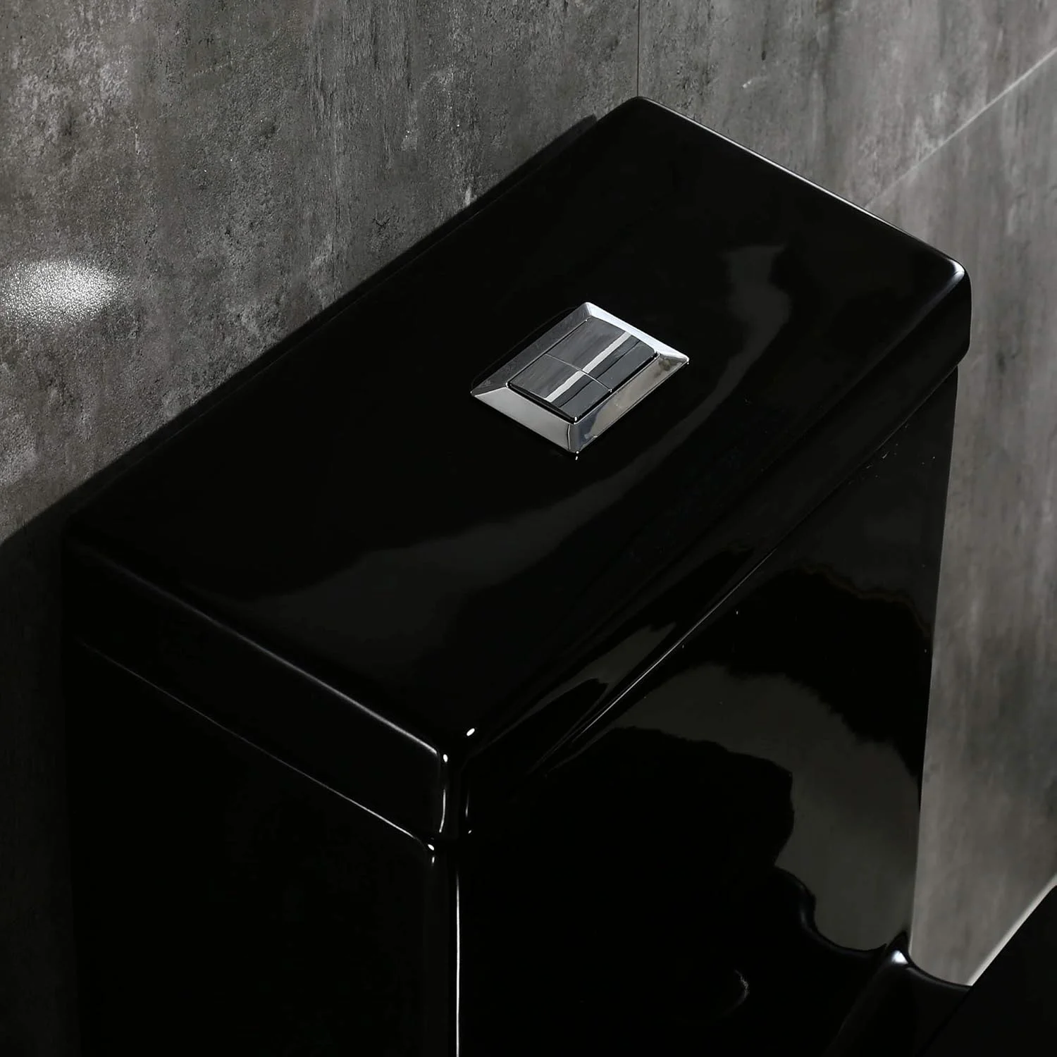 توالت فرنگی یک تکه دو زمانه Woodbridge T-0020 با طراحی مربعی لوکس و درب آرام بند | مشکی B0921