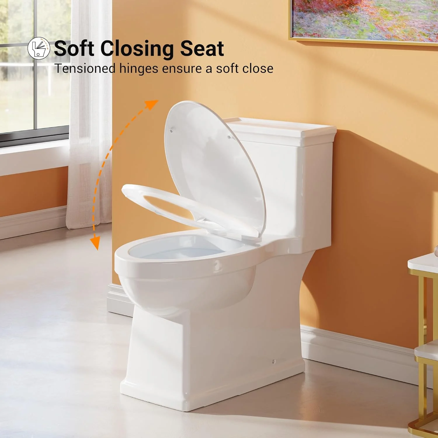 توالت Garvee، توالت یک تکه با ارتفاع راحت 16.5 اینچ با صندلی آرام بند، دو زمانه 1.28 GPF، صرفه جویی در مصرف آب و سازگار با ADA، کاسه سرامیکی، 12 اینچ Rough-In، سفید