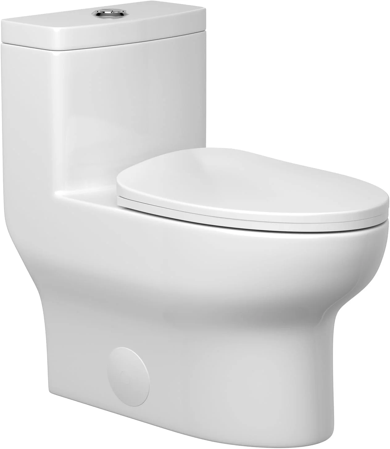 توالت یک تکه Lordear، توالت برای حمام با صندلی پهن و راحت، توالت های سفید مدرن با فلاش دوگانه قدرتمند 1.1/1.6 GPF، 12 اینچ Rough-In، D-76