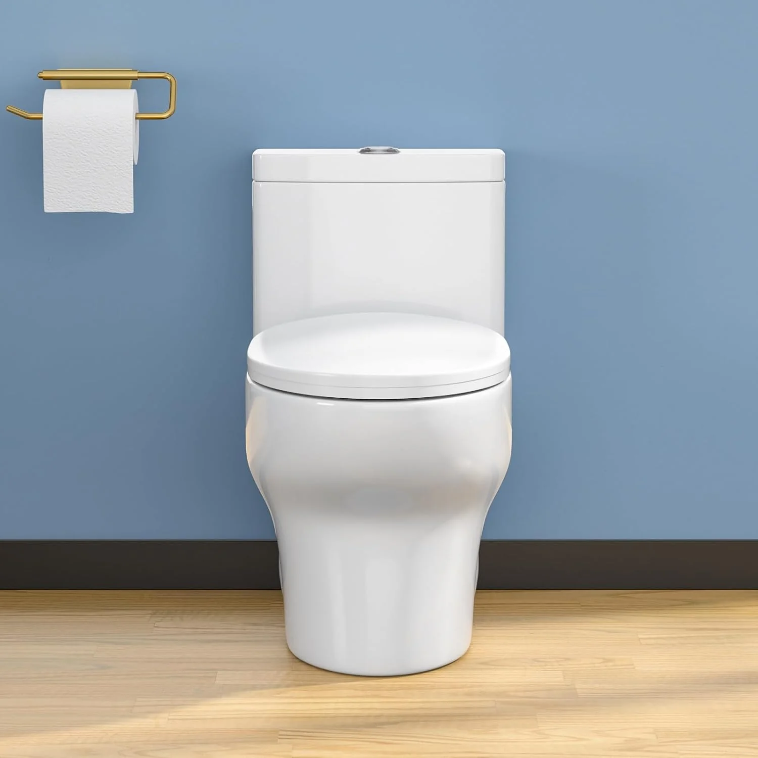 توالت یک تکه Lordear، توالت برای حمام با صندلی پهن و راحت، توالت های سفید مدرن با فلاش دوگانه قدرتمند 1.1/1.6 GPF، 12 اینچ Rough-In، D-76