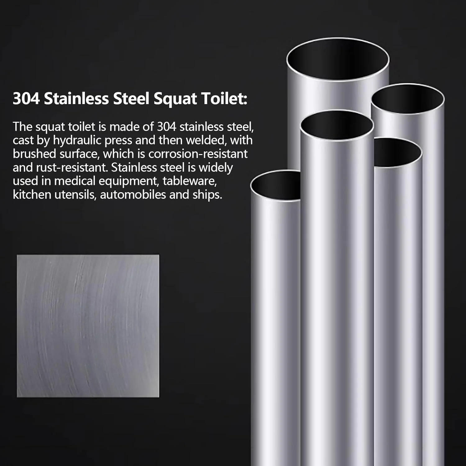 توالت ایرانی استیل ضد زنگ دهانه بزرگ، نوسازی توالت روستایی، تبدیل توالت خشک، استفاده خانگی بدون فلاش