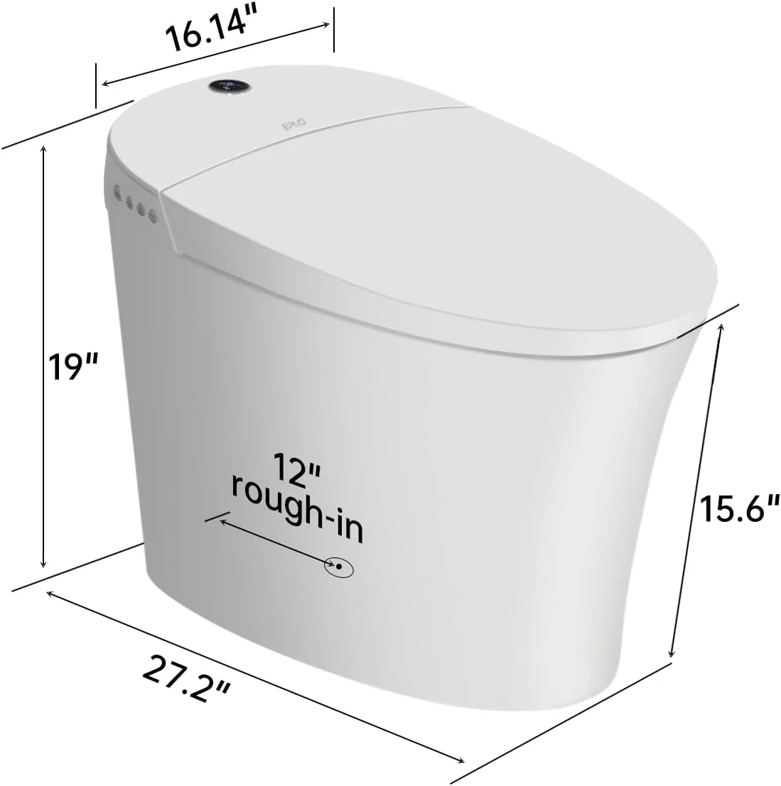 توالت هوشمند EPLO، بیده یک تکه برای حمام، توالت مدرن و کشیده با آب گرم، فلاش خودکار دوگانه، عملکرد سنسور پا، صندلی بیده گرم شونده، توالت های برقی بدون مخزن با نمایشگر LED مدل E16