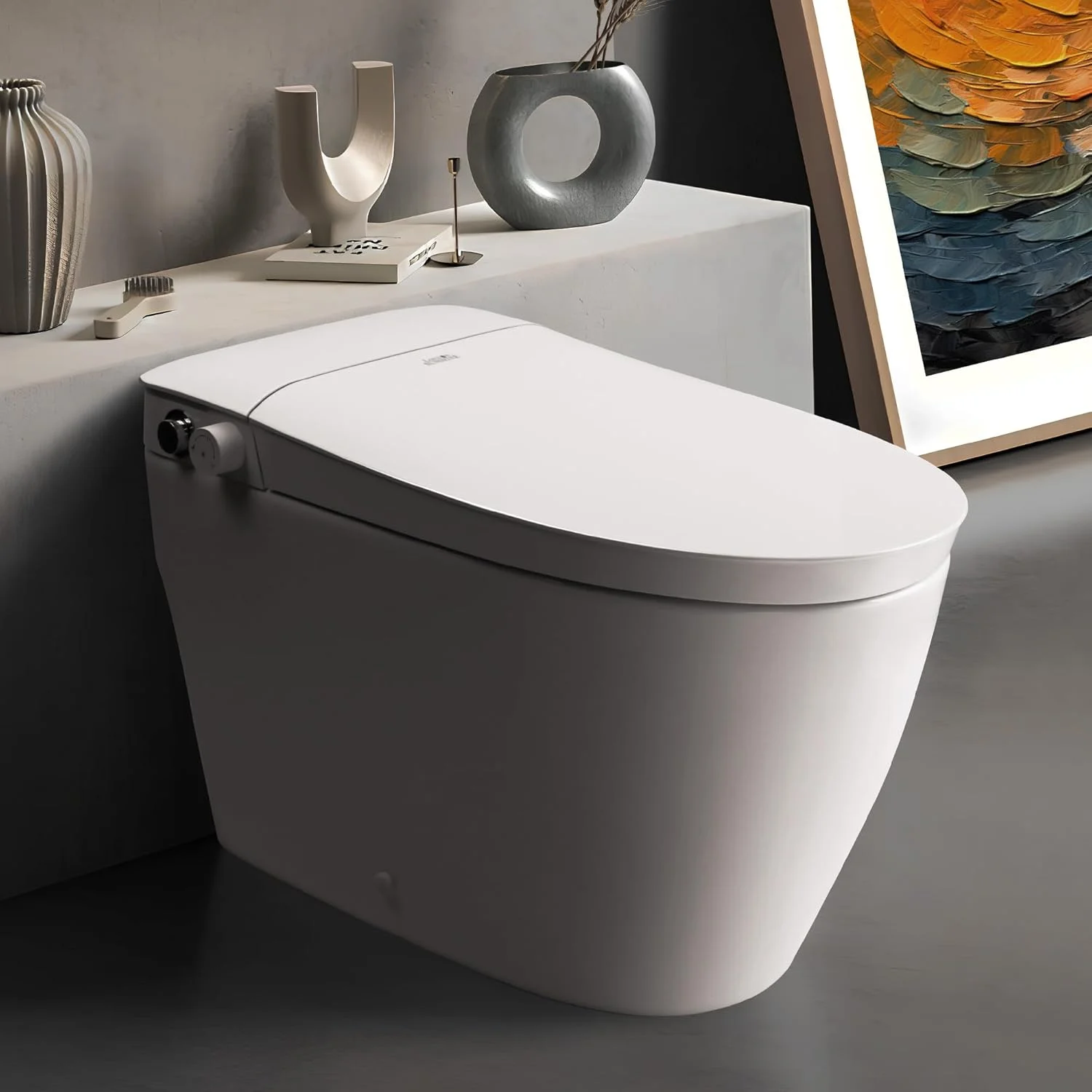 توالت فرنگی هوشمند غیر برقی لاندن سانشاین - توالت یک تکه با سیستم فلاش دوگانه (کنترل پدال پا و دکمه) | شستشوی بیده دوگانه | کیت نصب کامل