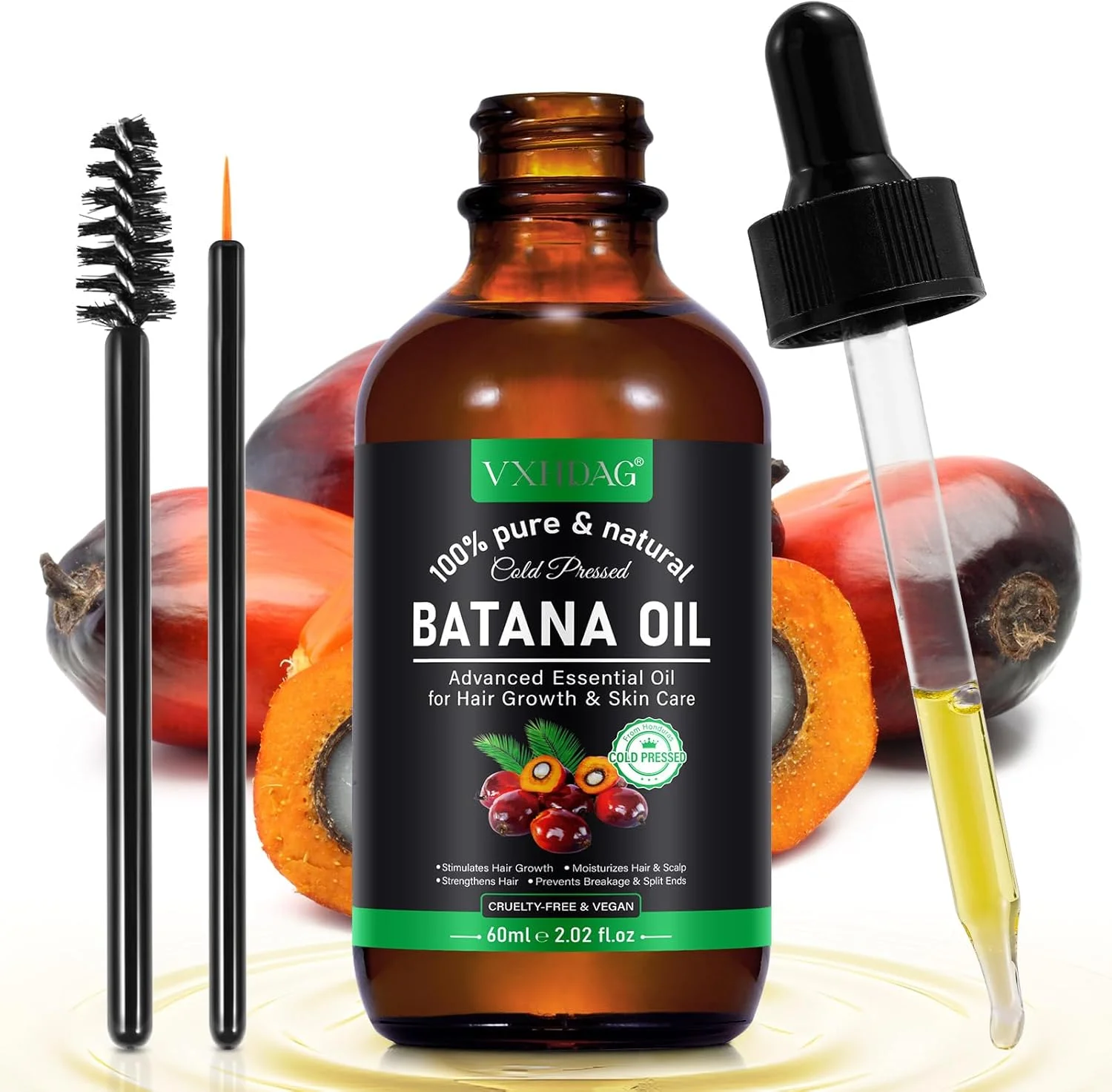 روغن باتانا ۱۰۰٪ خالص و طبیعی NIKITA.VIVI برای رشد مو و مراقبت از پوست ۶۰ میلی لیتر | روغن ضروری باتانا فشرده سرد برای رشد مو، مژه و ابرو | سرم مغذی و مرطوب کننده درمان مو و پوست سر