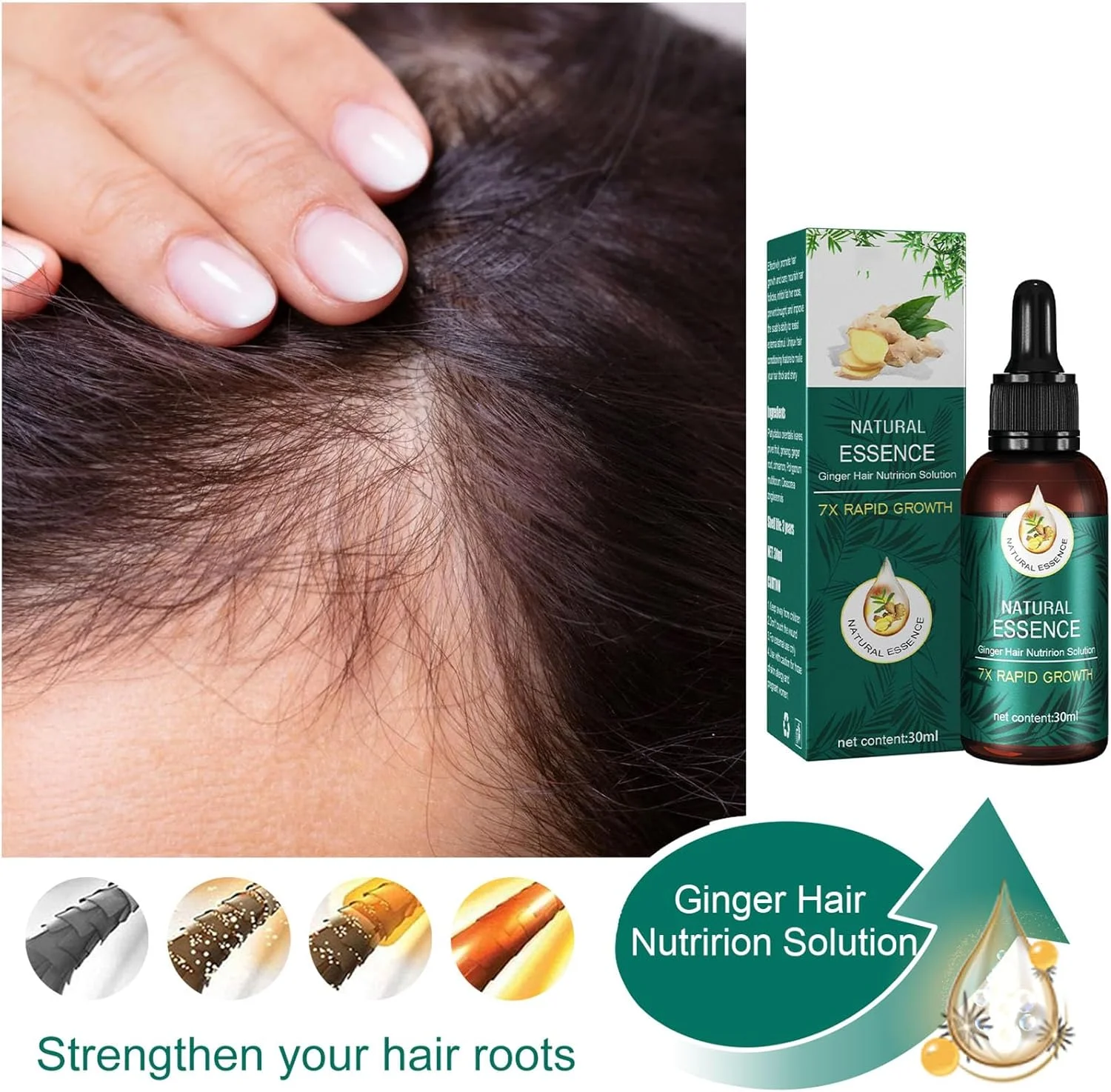 سرم رشد مو برای جلوگیری از ریزش مو، روغن رشد مو با فرمولاسیون طبیعی و خالص، سرم مو برای مردان و زنان، روغن زنجبیل برای جلوگیری از ریزش بیشتر و تقویت مو