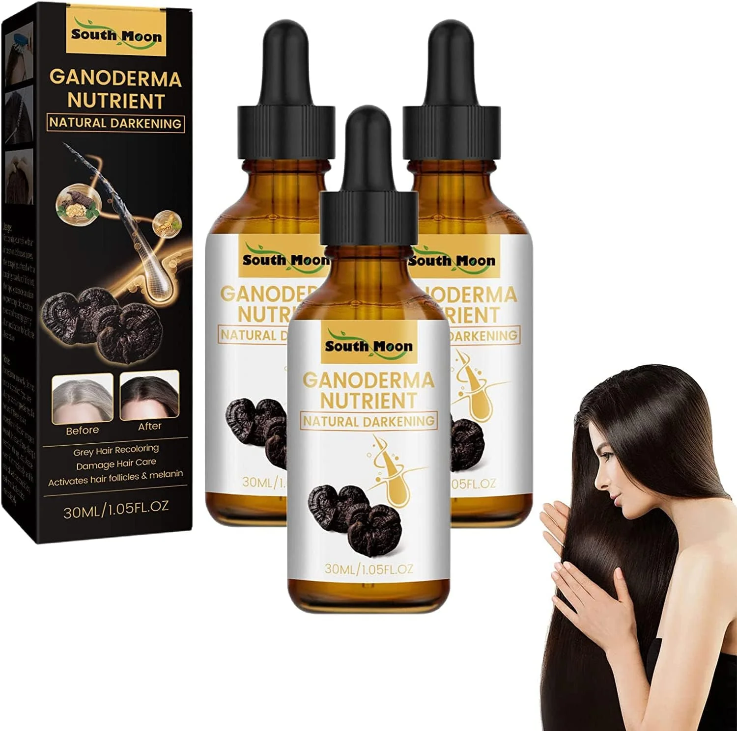 روغن رشد مو گانودرما طبیعی - سرم ضد سفیدی مو، اسانس معکوس کننده سفیدی مو با مواد مغذی ارگانیک، سرم تیره کننده برای بازیابی تدریجی رنگ مو (3 عدد) روغن رشد مو گانودرما طبیعی - سرم ضد سفیدی مو، اسانس معکوس کننده سفیدی مو با مواد مغذی ارگانیک، سرم تیره کننده برای بازیابی تدریجی رنگ مو (3 عدد)