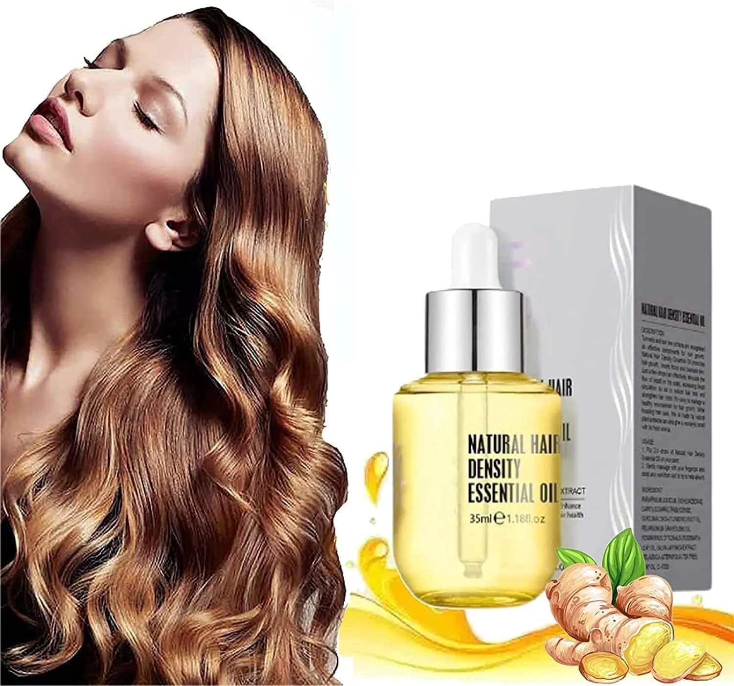 سرم مو با عصاره زنجبیل طبیعی، روغن ضروری برای تراکم مو، سرم روغن رشد سریع برای جلوگیری از ریزش مو، 35 میلی لیتر (1 عدد)
