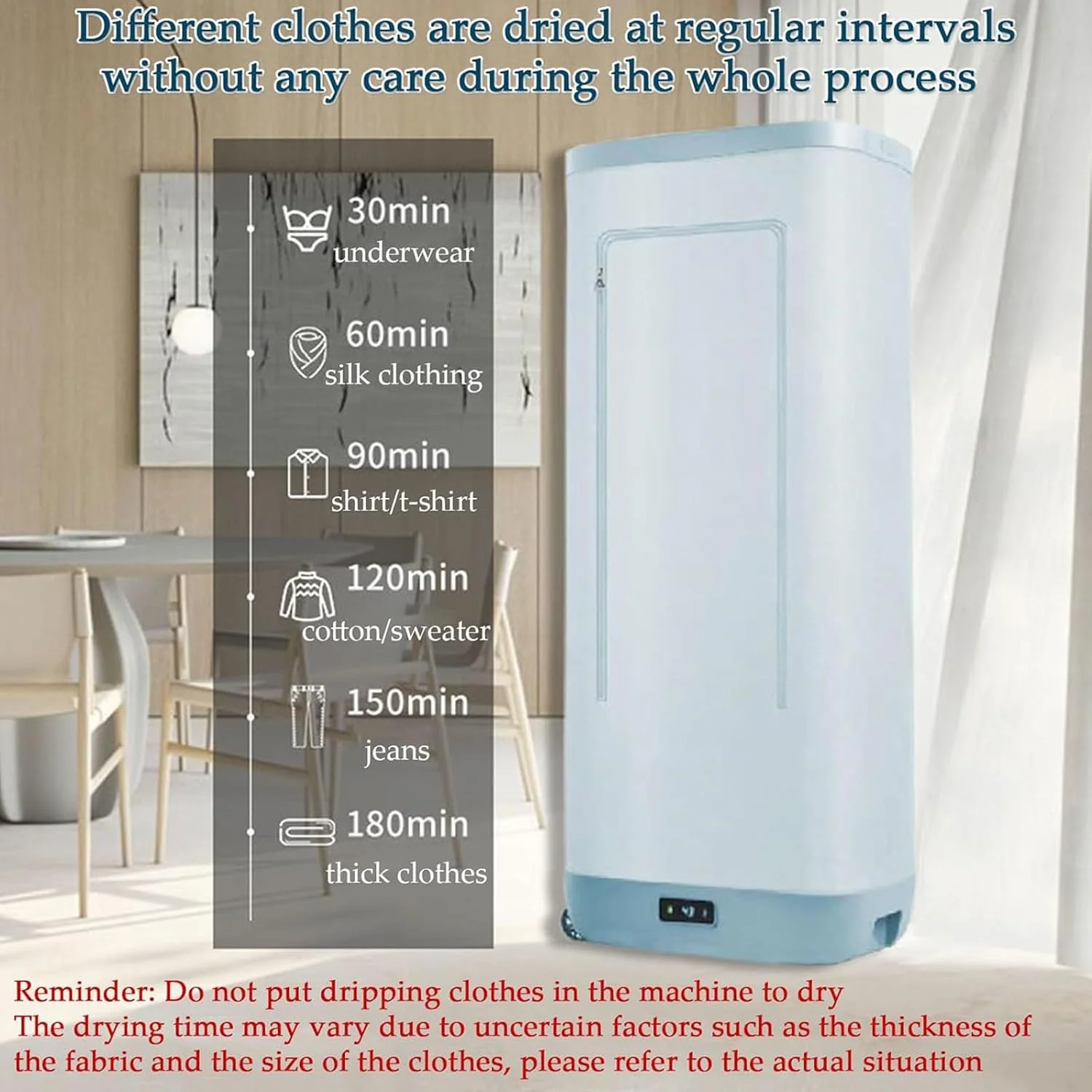 خشک کن قابل حمل، اتو بخار پرس، زمان بندی هوشمند و خشک کردن لباس، گردش هوای گرم 360 درجه، سیستم مراقبت خودکار از لباس برای بخار دادن