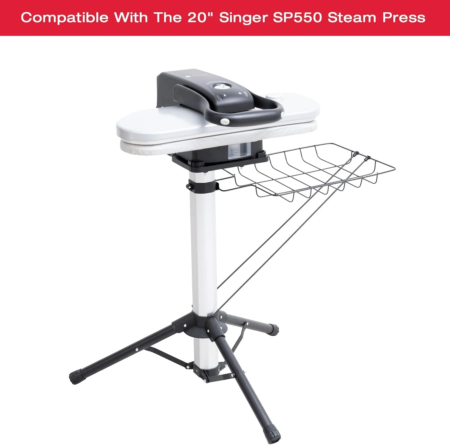 پایه پرس بخار سینگر ST-07A-Stable Surface SP550، مناسب برای پرس بخار 20 اینچ، سفید و مشکی