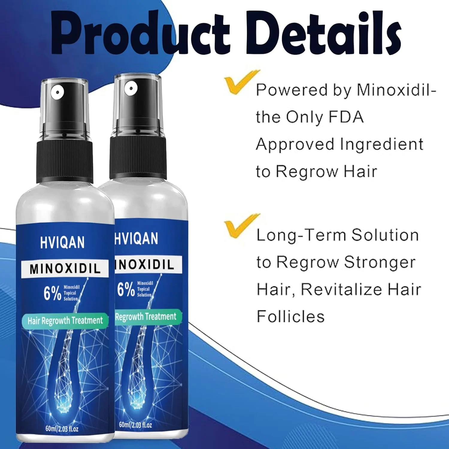 محلول مینوکسیدیل 6% برای رشد مو آقایان و خانم ها، اسپری مینوکسیدیل برای رشد ریش، مبارزه با نازک شدن و ریزش مو، تقویت کننده درمان رشد مجدد مو