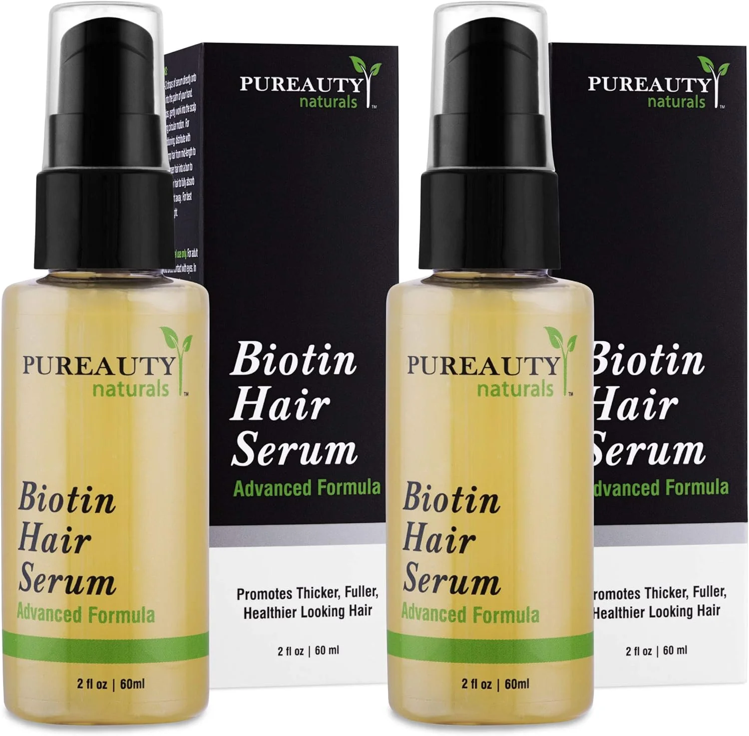 سرم مو بیوتین Pureauty Naturals Meraz (دو عددی) فرمول موضعی پیشرفته برای کمک به رشد موهای سالم و قوی مناسب برای مردان و زنان با انواع مو، پشتیبانی از ریزش مو