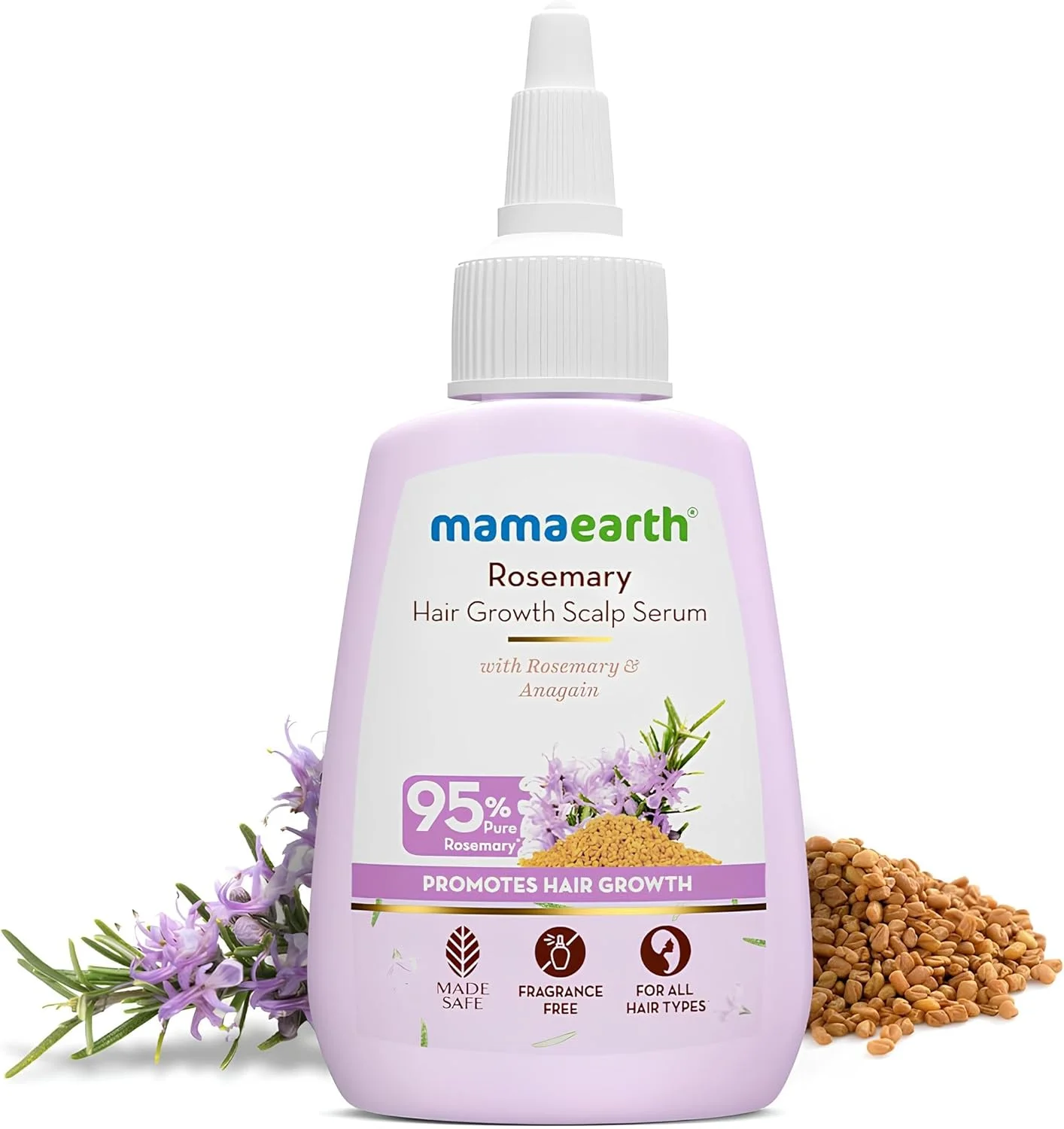 سرم مو و پوست سر رزماری ماماارت 50 میلی لیتر حاوی 95% رزماری خالص، 4% آناگین، 1% Root BioTec، 1% کرساتین، شنبلیله، کافئین، نیاسینامید | کنترل ریزش مو | افزایش تراکم مو