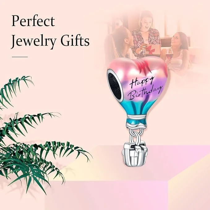 آویز نقره استرلینگ 925 J.Rosée برای دستبندها و گردنبندهای پان، آویزهای آویزان بادکنک تولد، مهره ها، لوازم جانبی دستبند DIY، هدیه جواهرات برای زنان و دختران