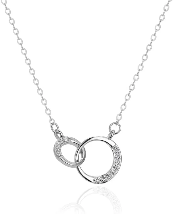 گردنبند آویز نقره استرلینگ 925 با طرح نوار موبیوس کریستالی و عناصر فشن، بسته بندی هدیه زنانه J.Rosée Fashion Jewelry JR-1175