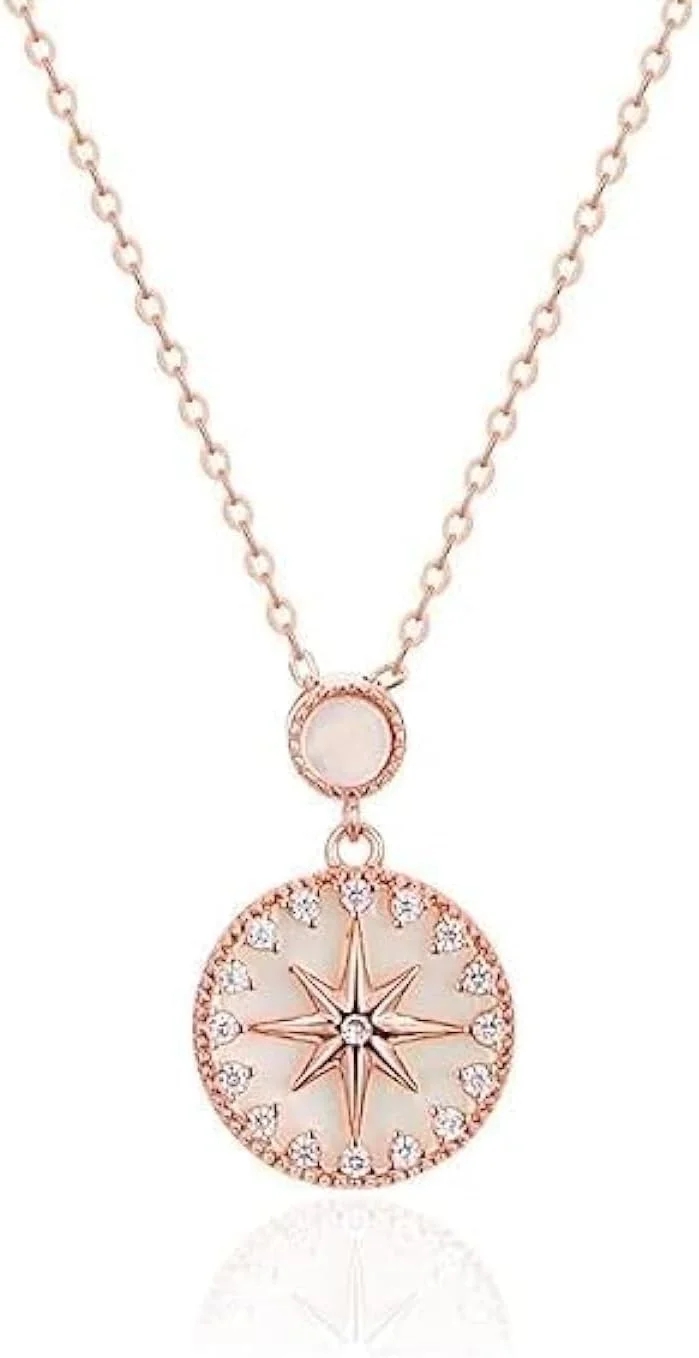 گردنبند آویز نقره استرلینگ 925 با روکش طلای رزگلد و کریستال، عناصر مد، بسته بندی هدیه زنانه، جواهرات مد J.Rosée مدل JR-1174