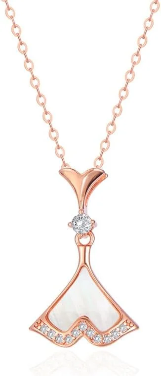 گردنبند آویز نقره استرلینگ 925 با روکش رزگلد و کریستال، عناصر مد، بسته بندی هدیه زنانه، جواهرات مد J.Rosée مدل JR-1178