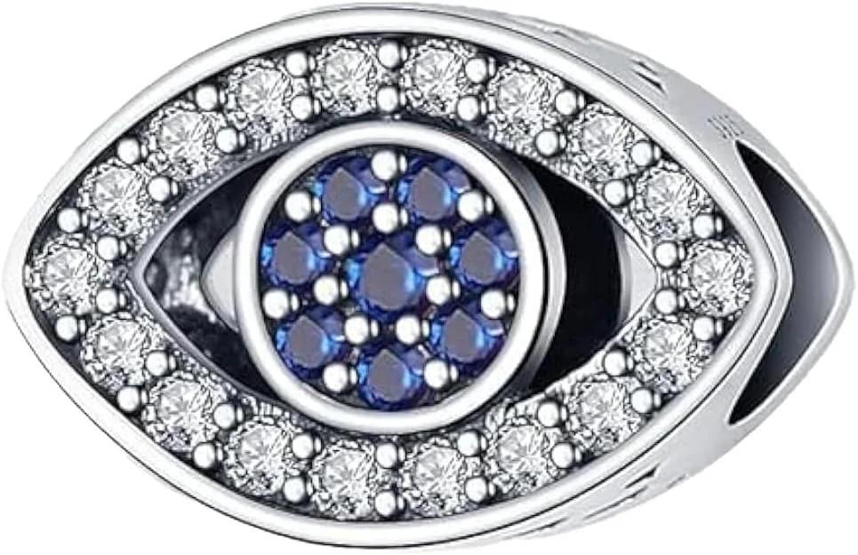 آویز مهره J.Rosée برای دستبندهای پان، مهره های جواهرات دخترانه دستبند و گردنبند هدیه زنانه، مهره های چشم آبی کریستالی لوازم جانبی روزمره چشم نظر آبی 3