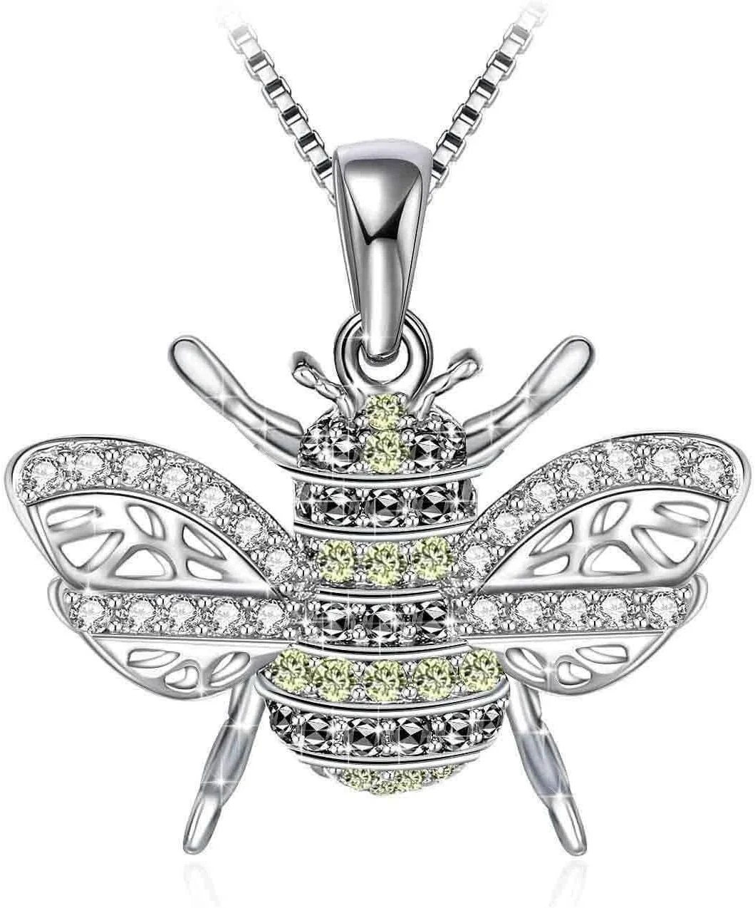 گردنبند آویز زنبور نقره استرلینگ 925 با روکش طلای 18 عیار و کریستال های سواروسکی المنتز، هدیه ای برای بانوان و دختران - جواهرات فشن J.Rosée مدل JR258