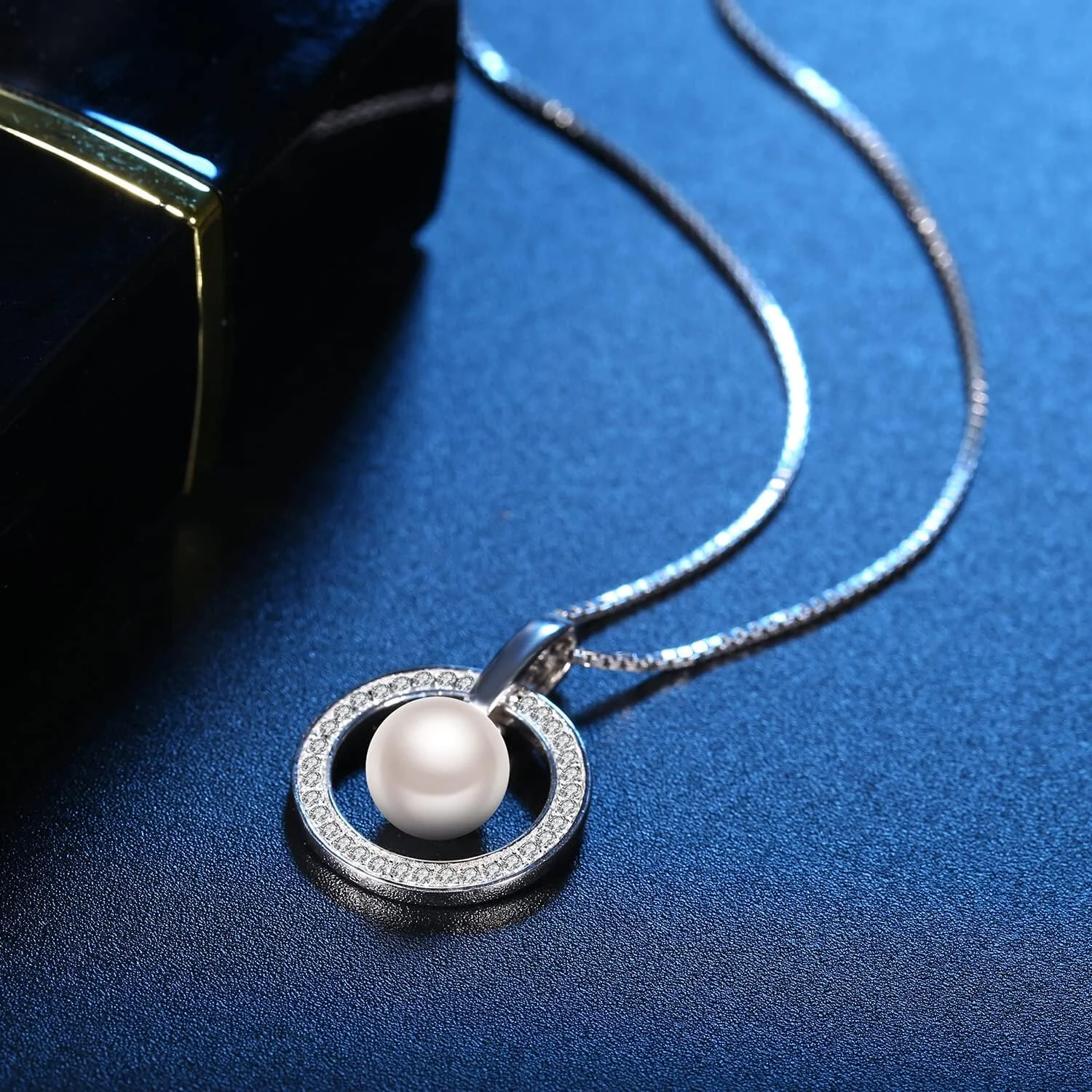 گردنبند آویز مروارید نقره استرلینگ 925 زنانه J.Rosée JRosee با کریستال های سواروسکی